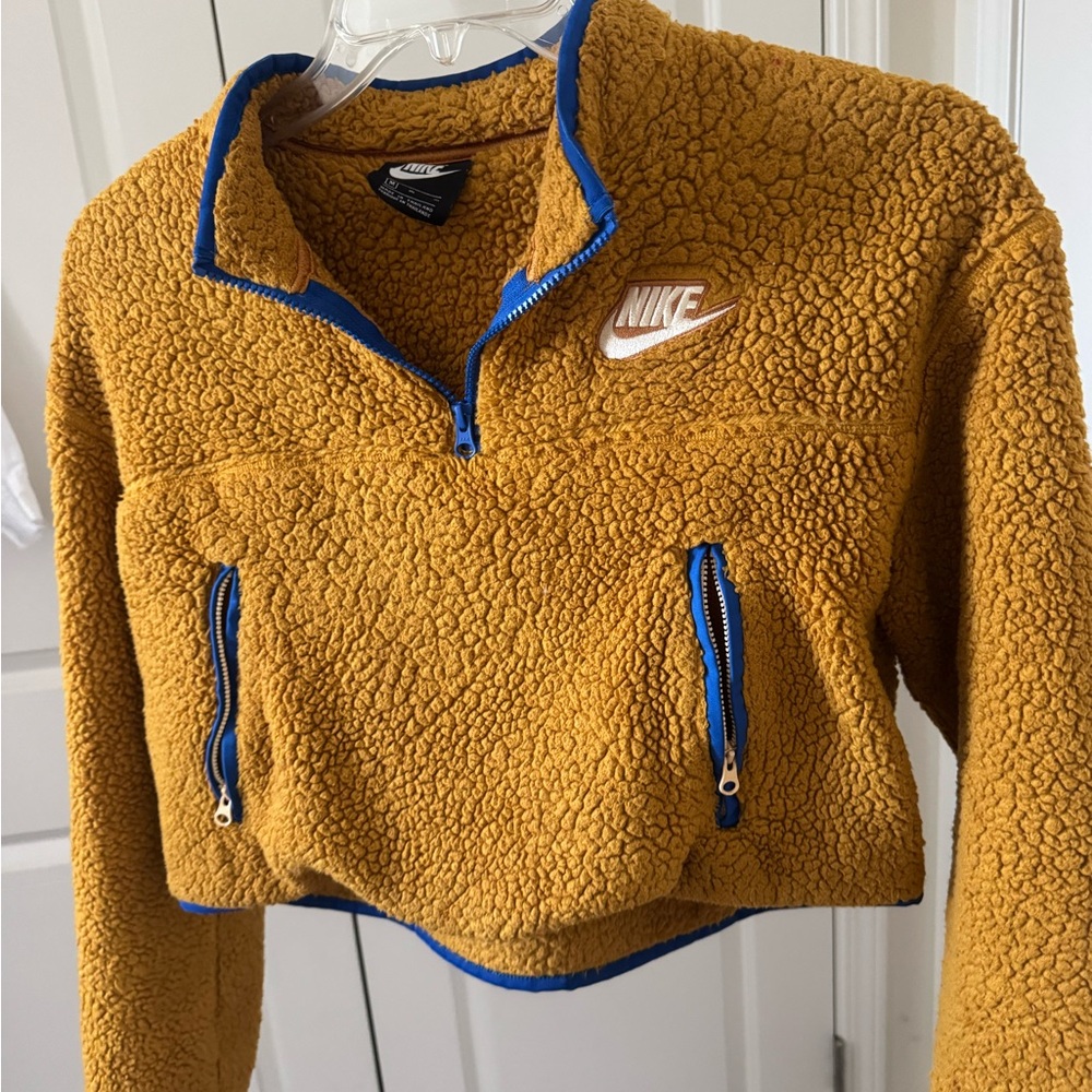 Nike Mustard Yellow Sherpa Fleece Pullover